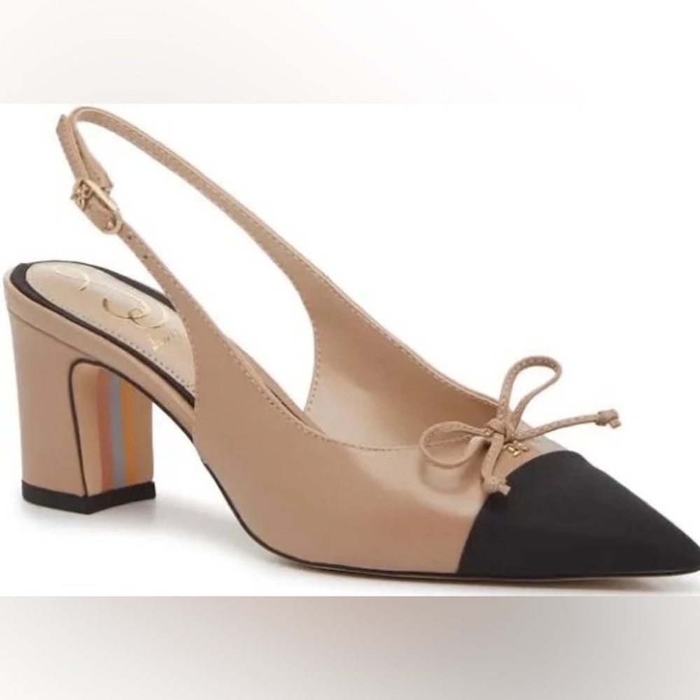 Sam Edelman Beige and Black Slingback Heels